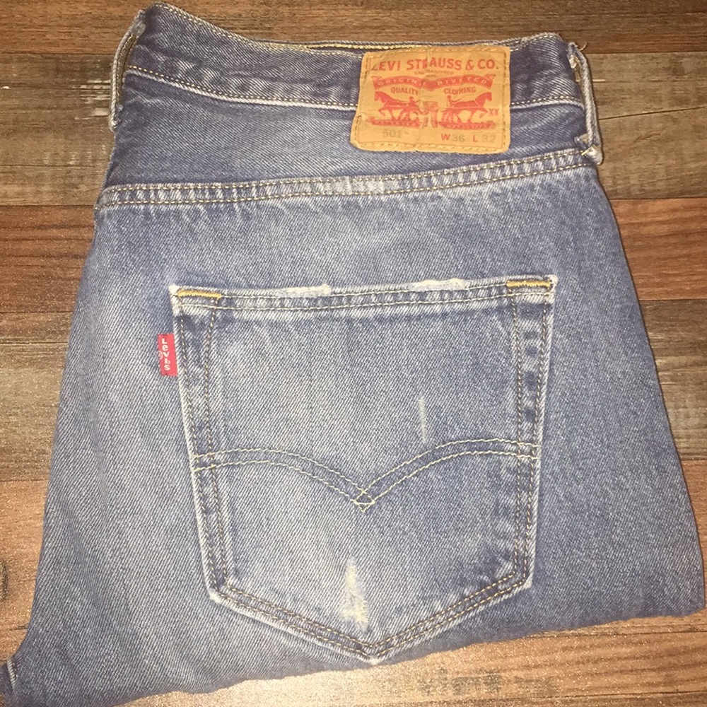 Levi’s 501 Button Fly Distressed Jeans